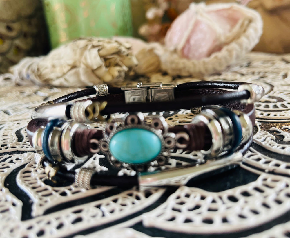 Boho style Faux leather and Beaded Bracelet – Indigo Star Creations - Boho  Inspired